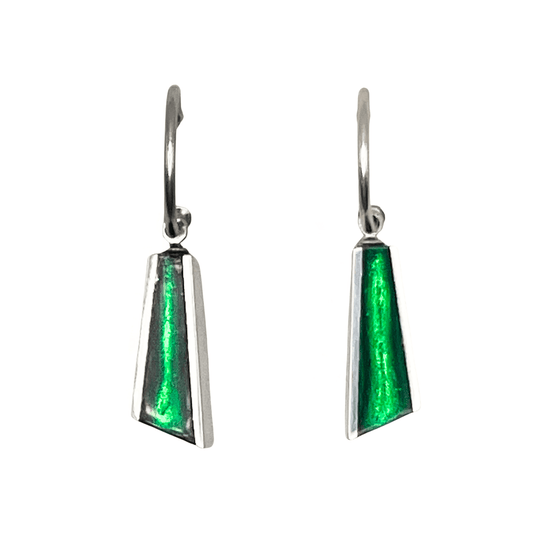 Emerald Deco Shard Shiny Creole Earrings | The Jewellery Stop