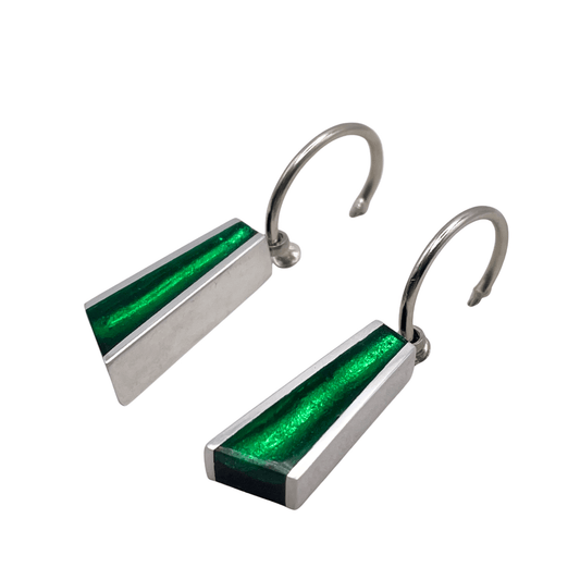 Emerald Deco Shard Shiny Creole Earrings | The Jewellery Stop
