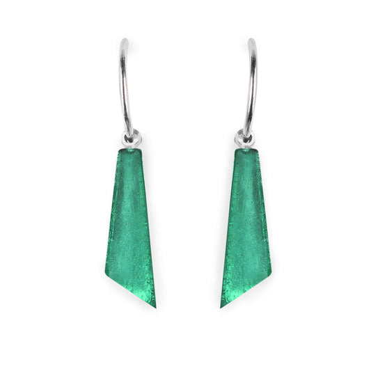 Verdigris Icicle Shiny Short Creole Earrings