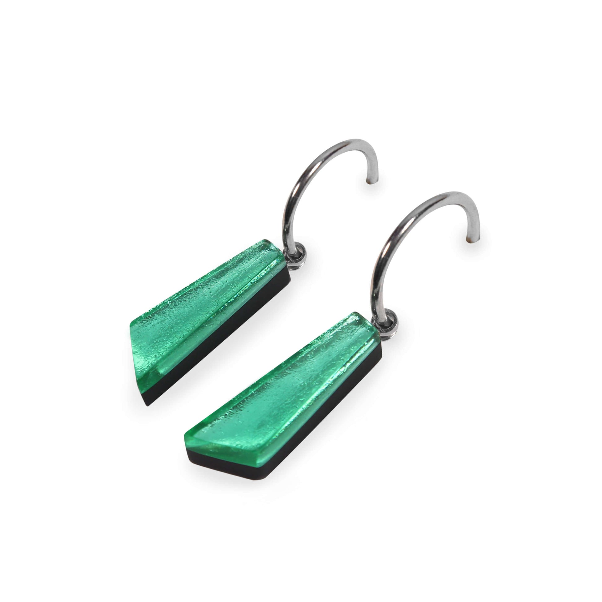 Verdigris Icicle Shiny Short Creole Earrings