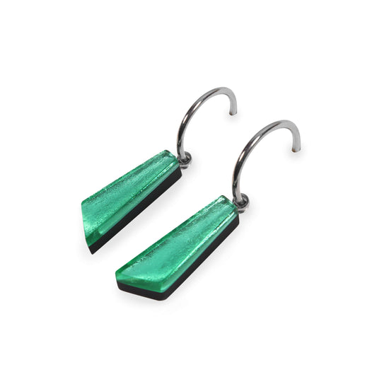Verdigris Icicle Shiny Short Creole Earrings