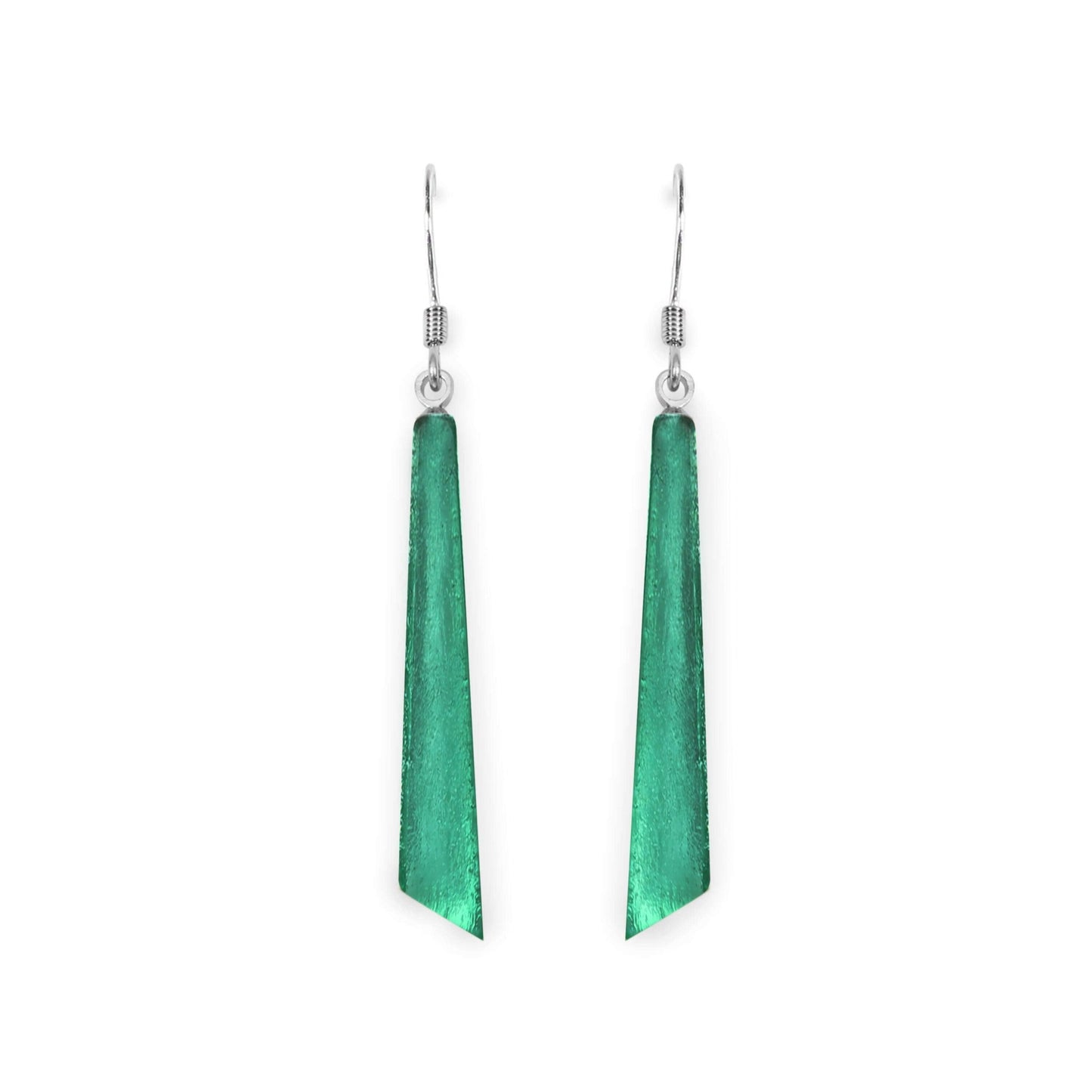 Verdigris Icicle Shiny Long Fish Hook Earrings | The Jewellery Stop