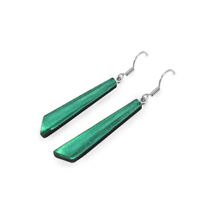 Verdigris Icicle Shiny Long Fish Hook Earrings | The Jewellery Stop