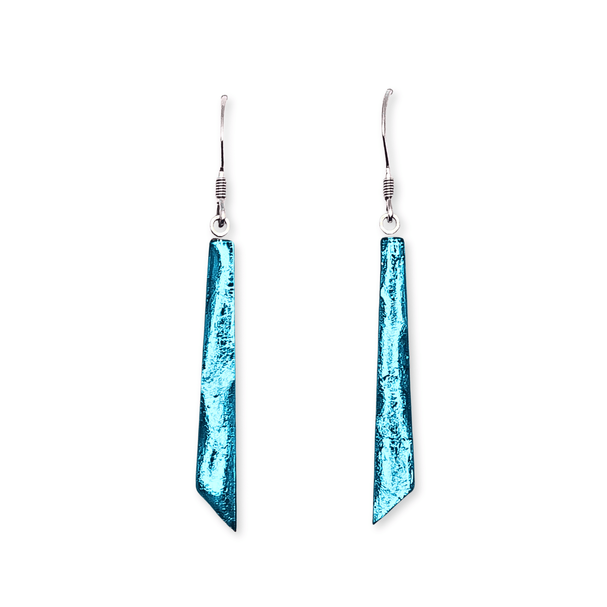 Teal Icicle Shiny Long Fish Hook Earrings | The Jewellery Stop