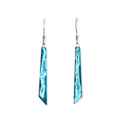 Teal Icicle Shiny Long Fish Hook Earrings | The Jewellery Stop
