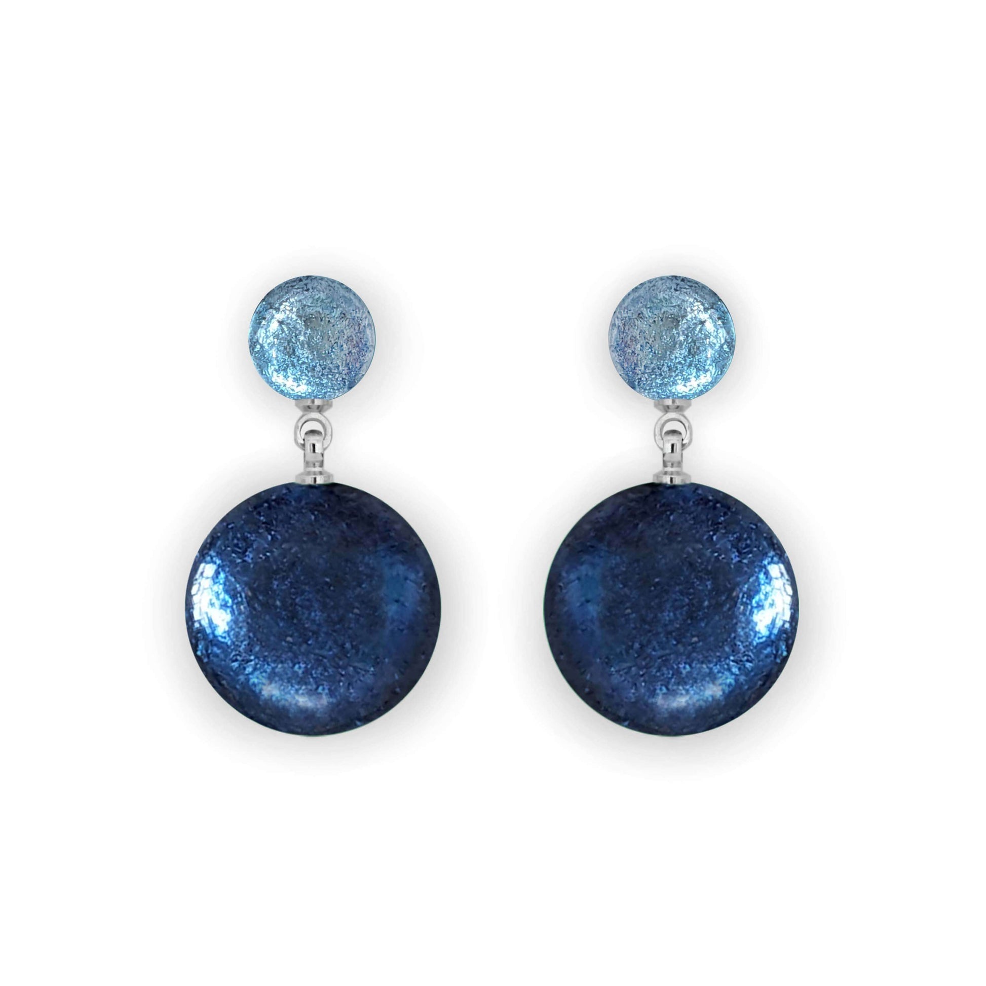 Atlantic Cabouchon Shiny Double Drop Stud Earrings | The Jewellery Stop