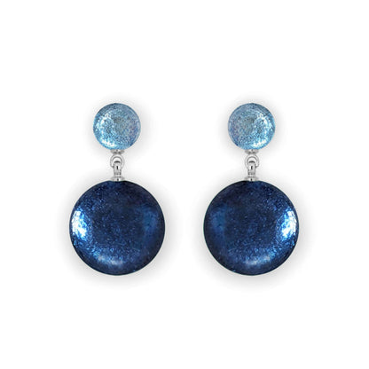 Atlantic Cabouchon Shiny Double Drop Stud Earrings | The Jewellery Stop