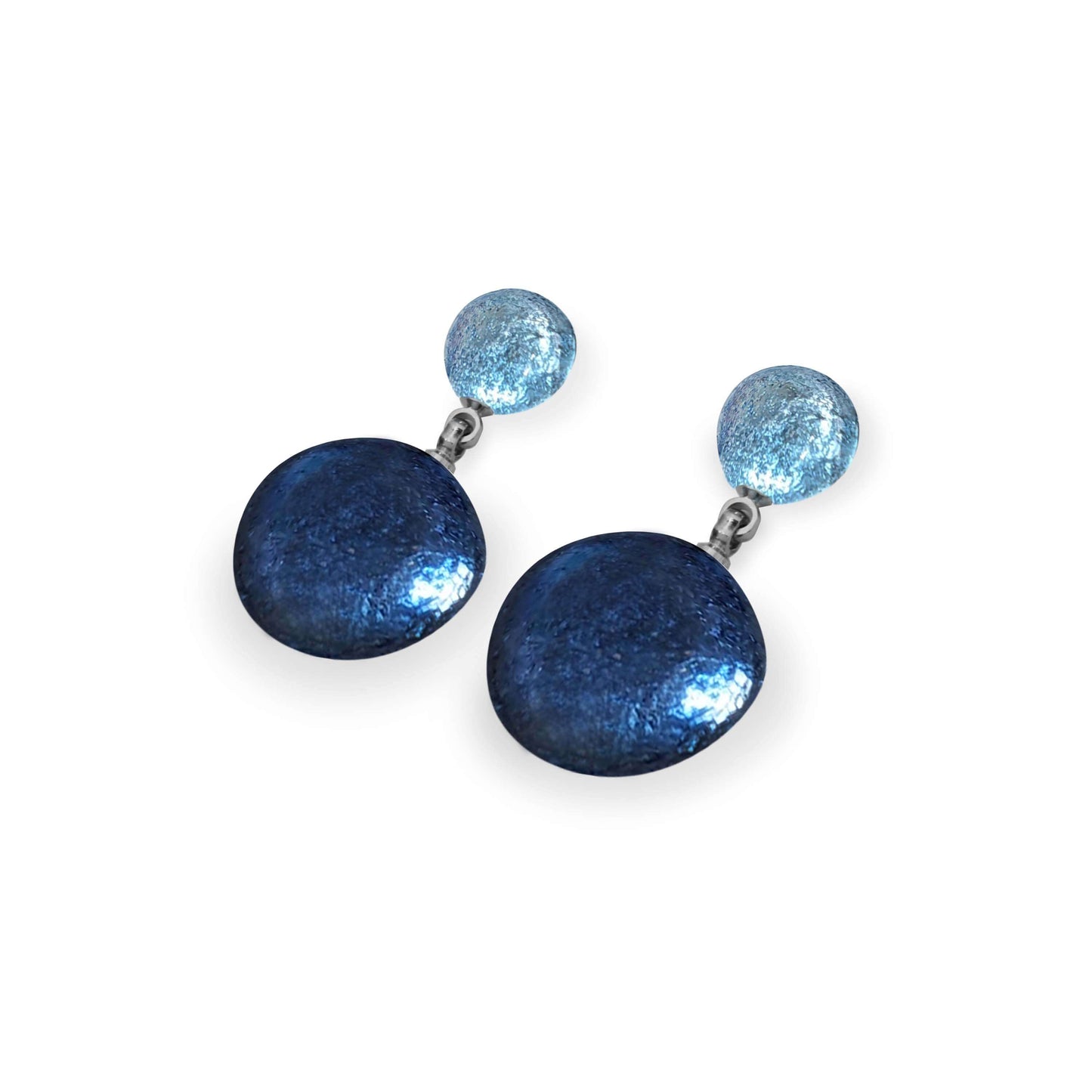Atlantic Cabouchon Shiny Double Drop Stud Earrings | The Jewellery Stop