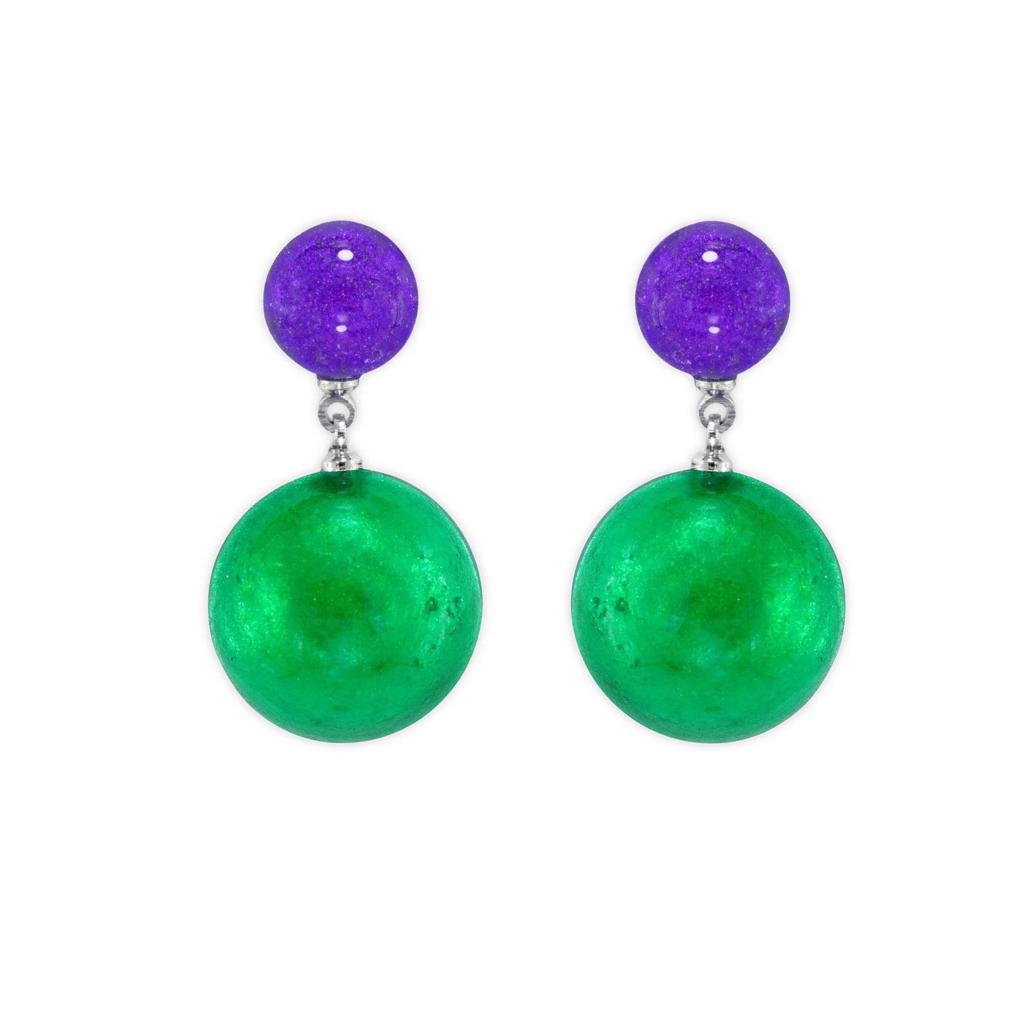Aurora Cabouchon Shiny Double Drop Stud Earrings | The Jewellery Stop