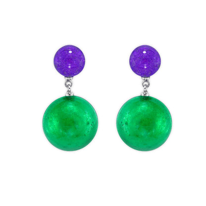 Aurora Cabouchon Shiny Double Drop Stud Earrings | The Jewellery Stop