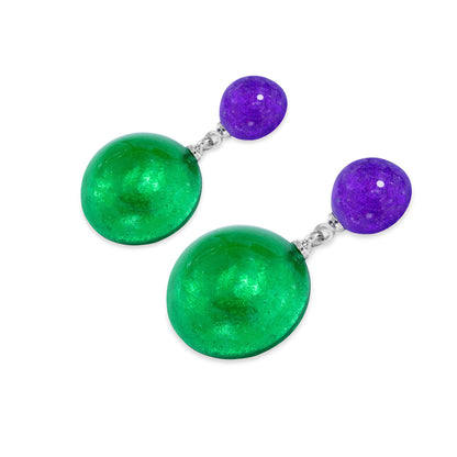 Aurora Cabouchon Shiny Double Drop Stud Earrings | The Jewellery Stop