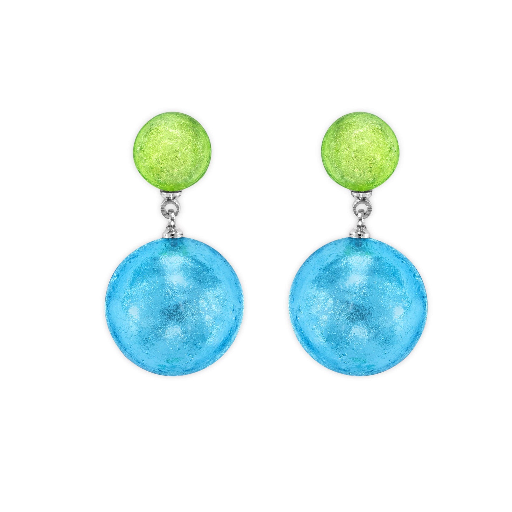 Neptune Cabouchon Shiny Double Drop Stud Earrings | The Jewellery Stop
