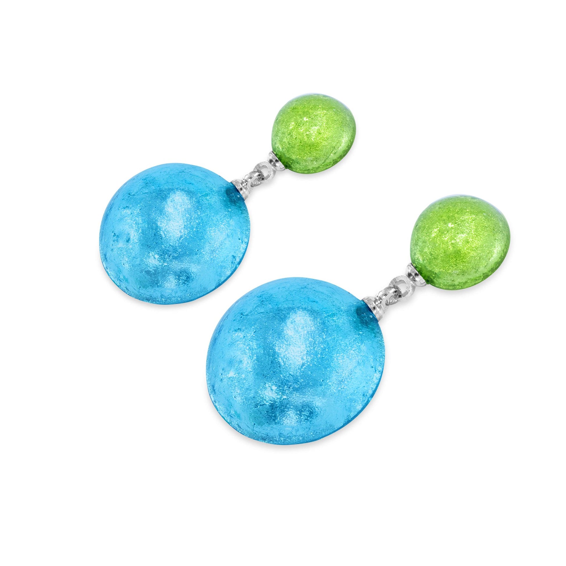 Neptune Cabouchon Shiny Double Drop Stud Earrings | The Jewellery Stop
