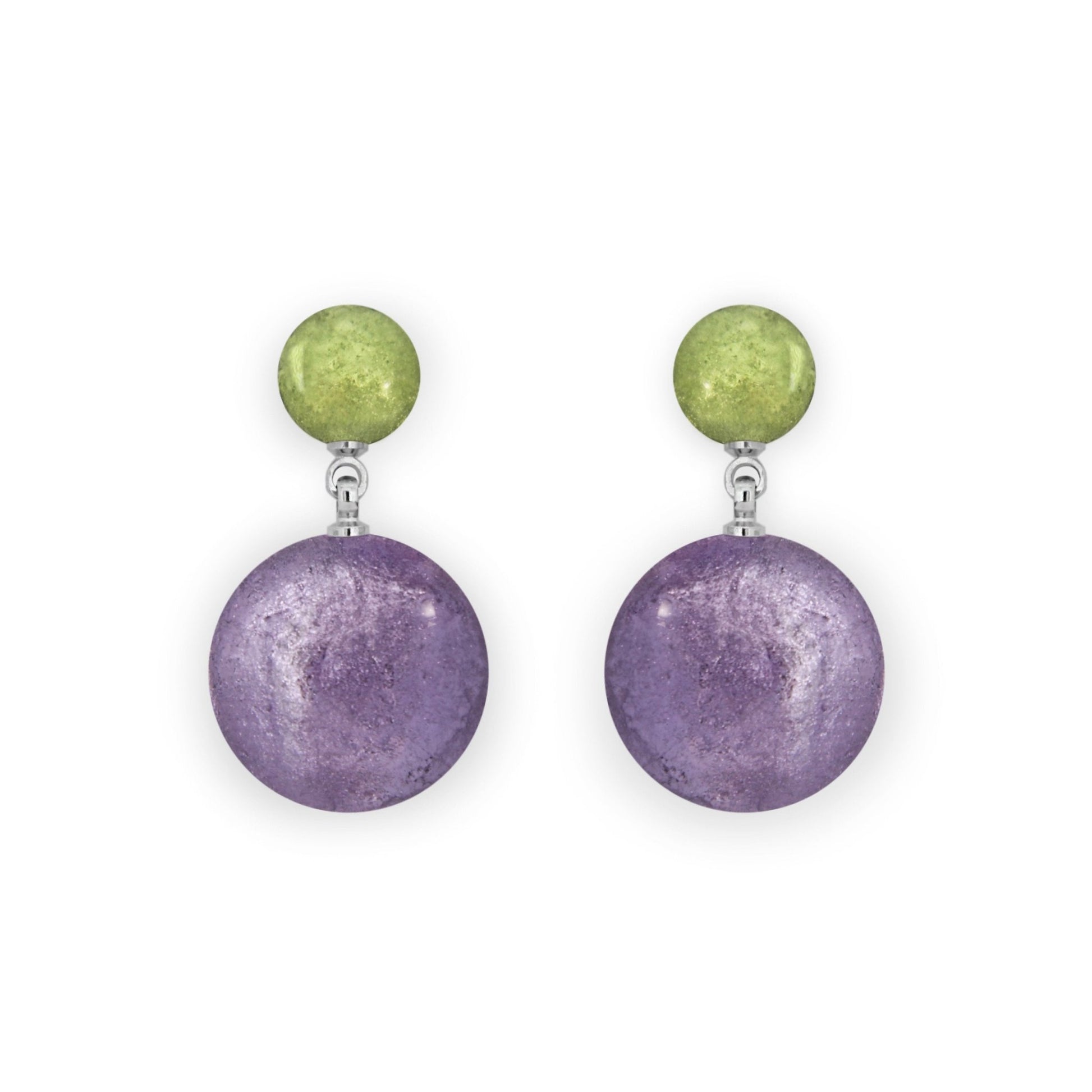 Nessie Cabouchon Shiny Double Drop Stud Earrings | The Jewellery Stop