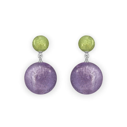 Nessie Cabouchon Shiny Double Drop Stud Earrings | The Jewellery Stop
