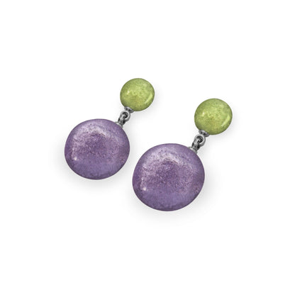 Nessie Cabouchon Shiny Double Drop Stud Earrings | The Jewellery Stop