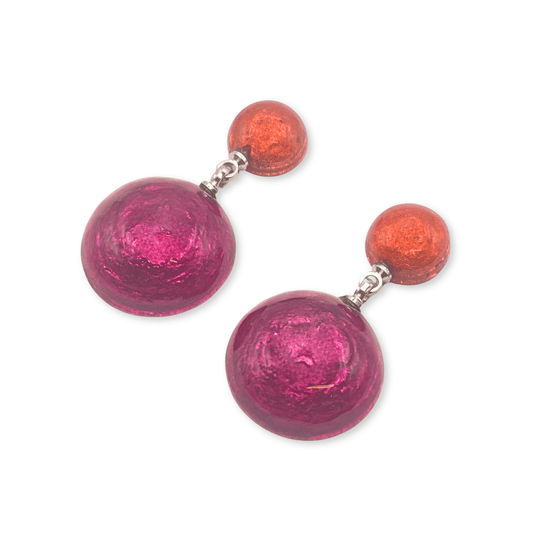 St Tropez Cabouchon Shiny Double Drop Stud Earrings | The Jewellery Stop