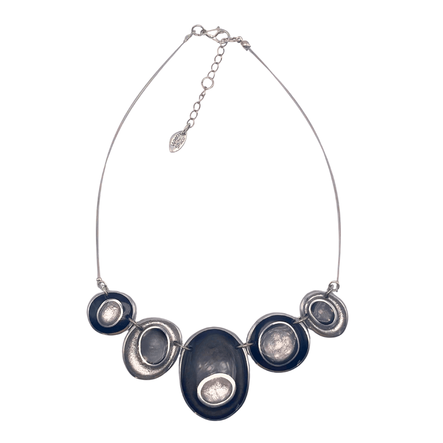Black Organic Circles Shiny Necklace | The Jewellery Stop