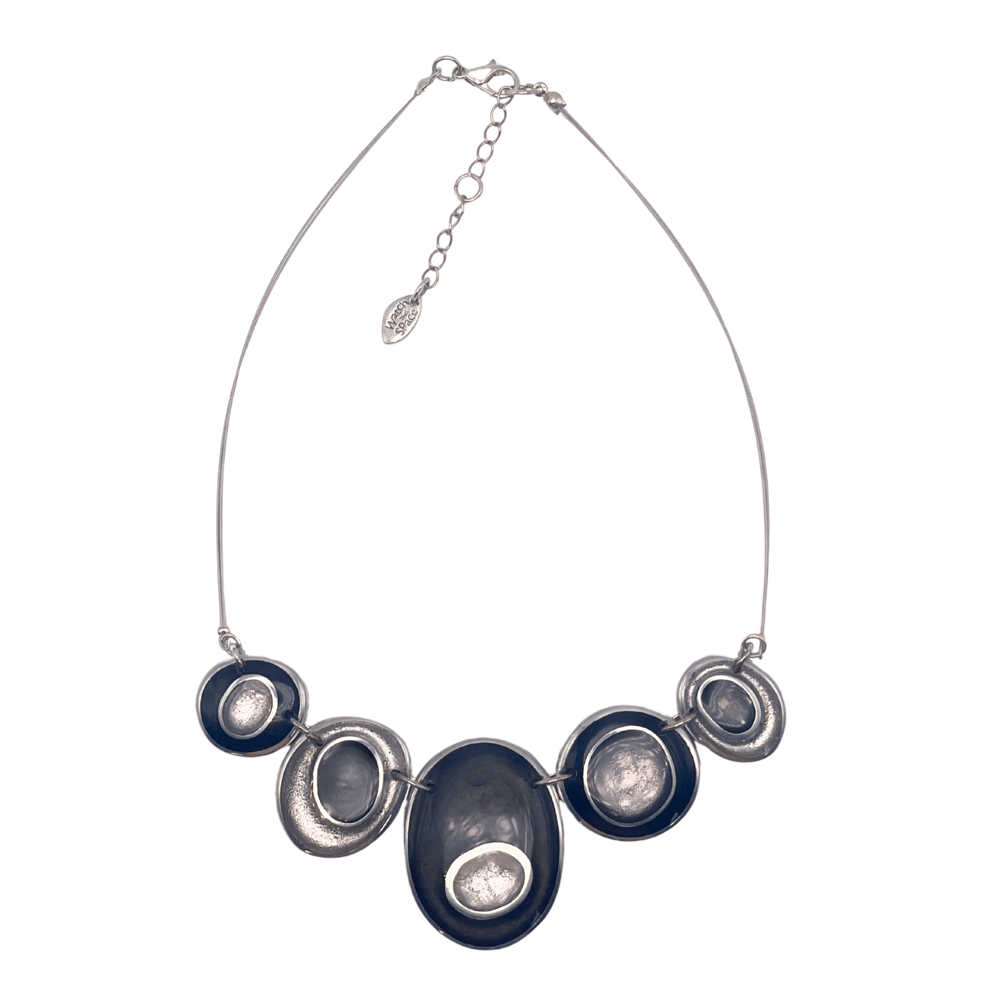 Black Organic Circles Shiny Necklace | The Jewellery Stop