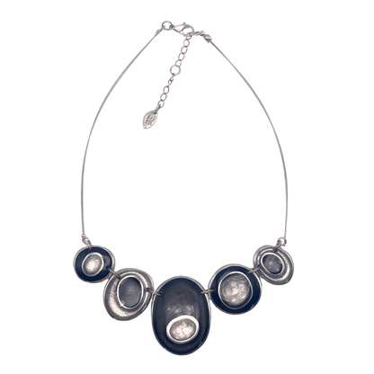 Black Organic Circles Shiny Necklace | The Jewellery Stop