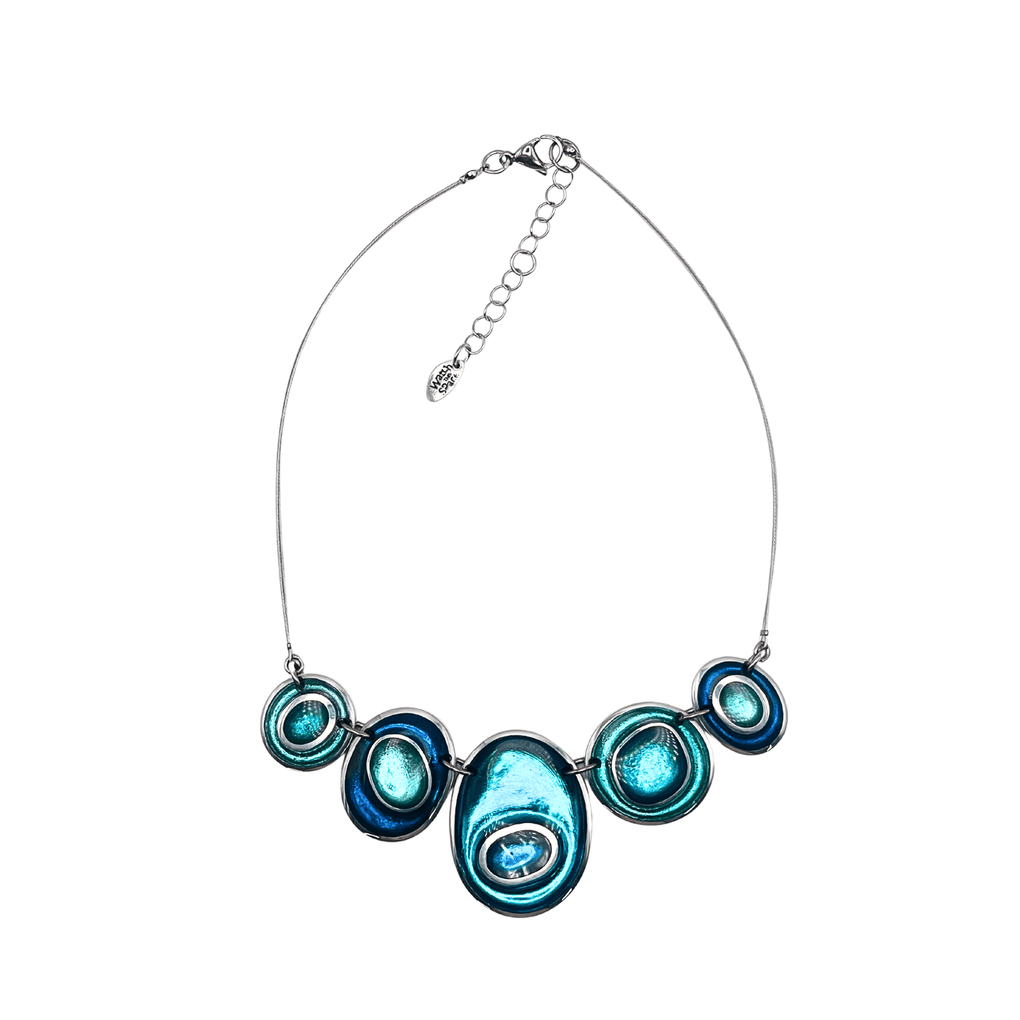 Turquoise Organic Circles Shiny Necklace | The Jewellery Stop