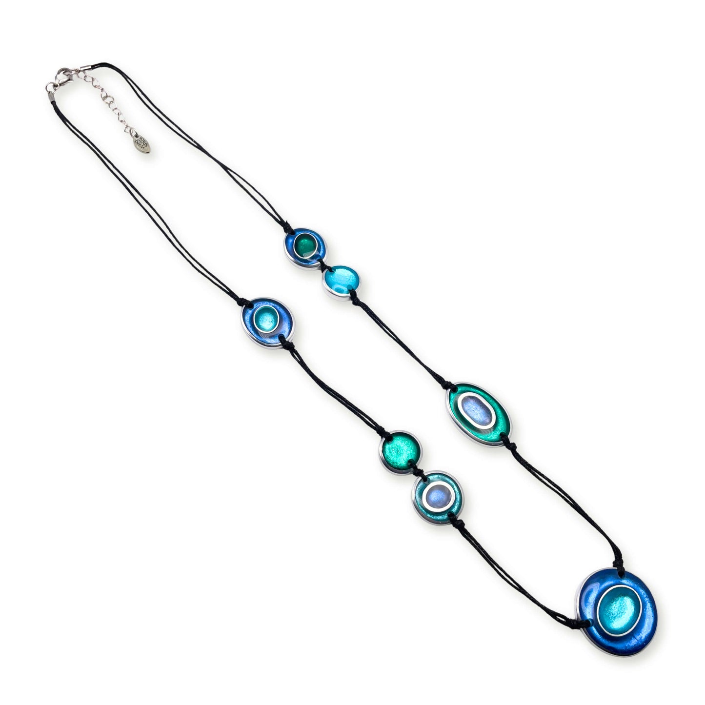 Mediterranean Organic Circles Shiny Long Necklace