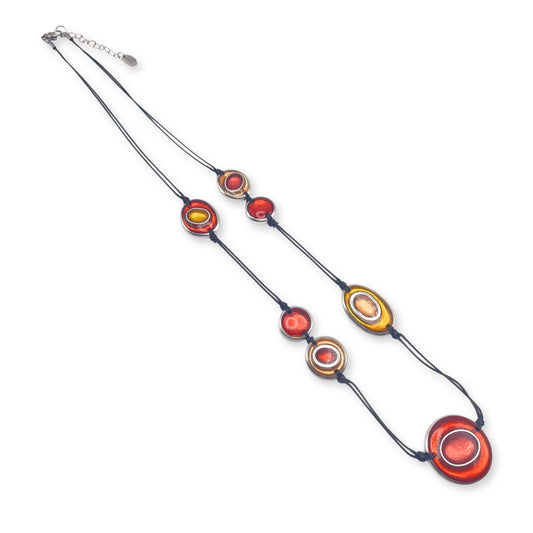 Terracotta Organic Circles Shiny Long Necklace