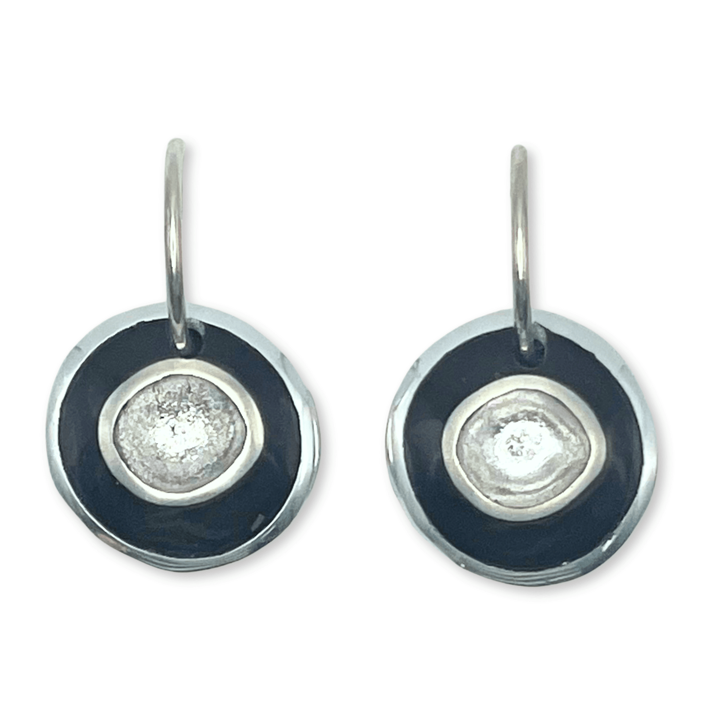 Black Organic Circles Shiny Creole Earrings | The Jewellery Stop