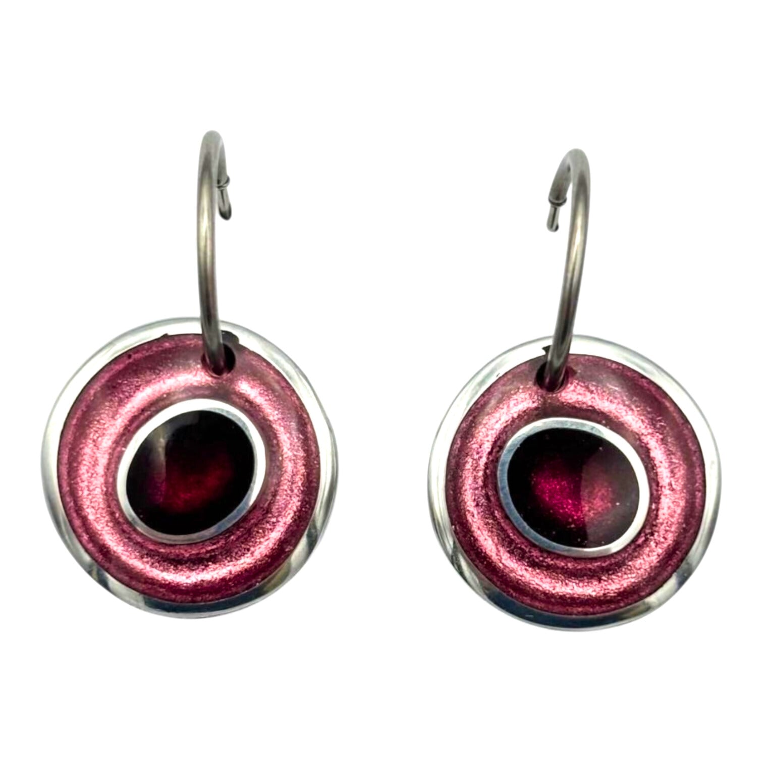 Peony Organic Circles Shiny Creole Earrings