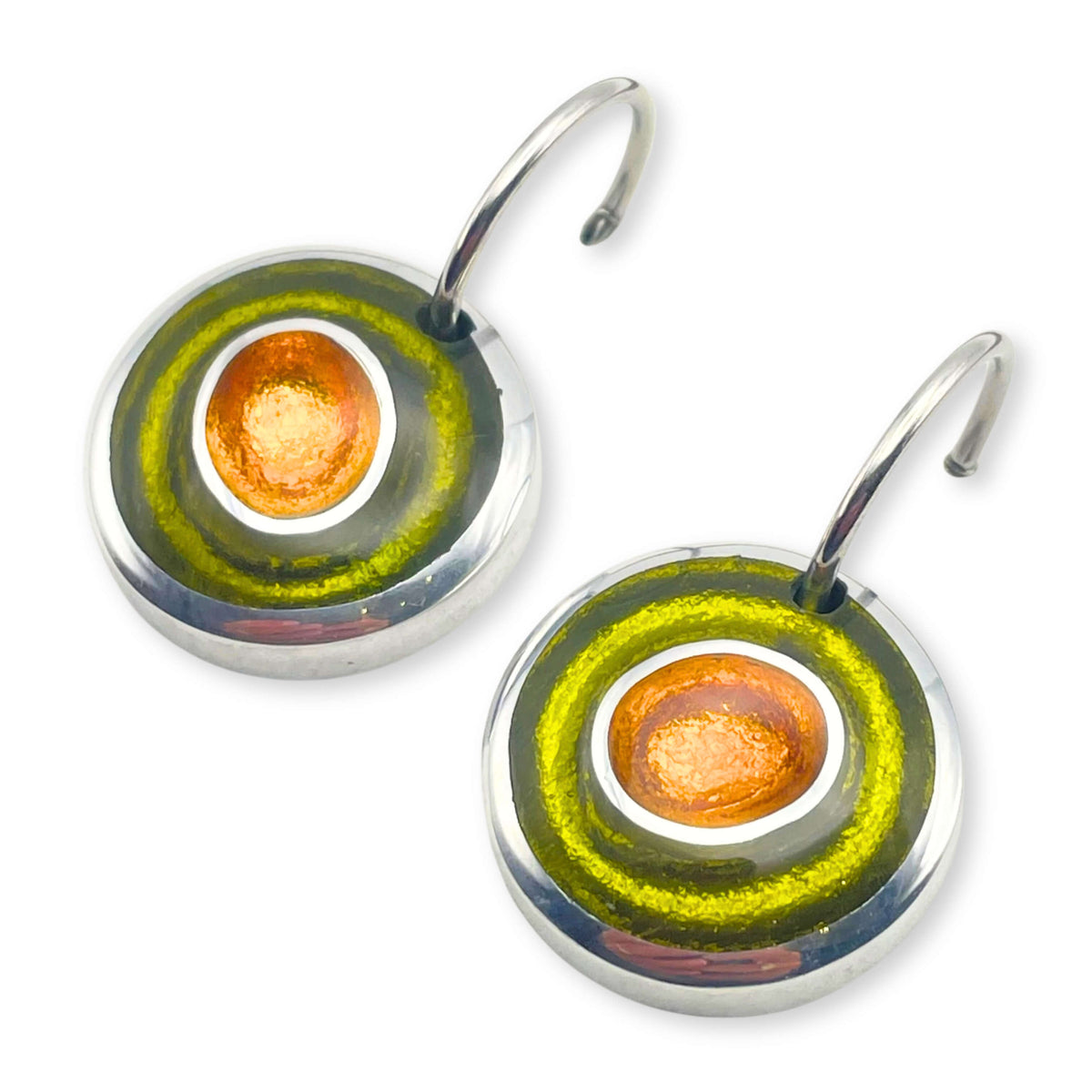 Pistachio Organic Circles Shiny Creole Earrings