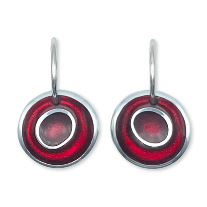 Red Organic Circles Shiny Creole Earrings | The Jewellery Stop