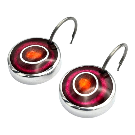 Tropical Organic Circles Shiny Creole Earrings