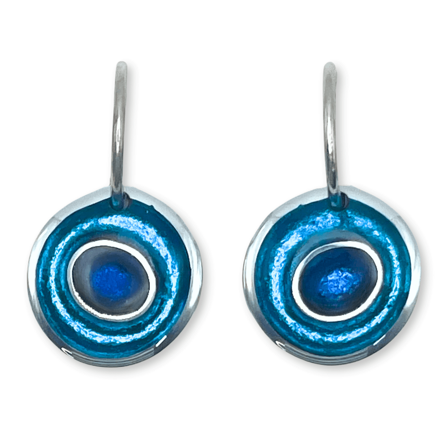 Turquoise Organic Circles Shiny Creole Earrings | The Jewellery Stop