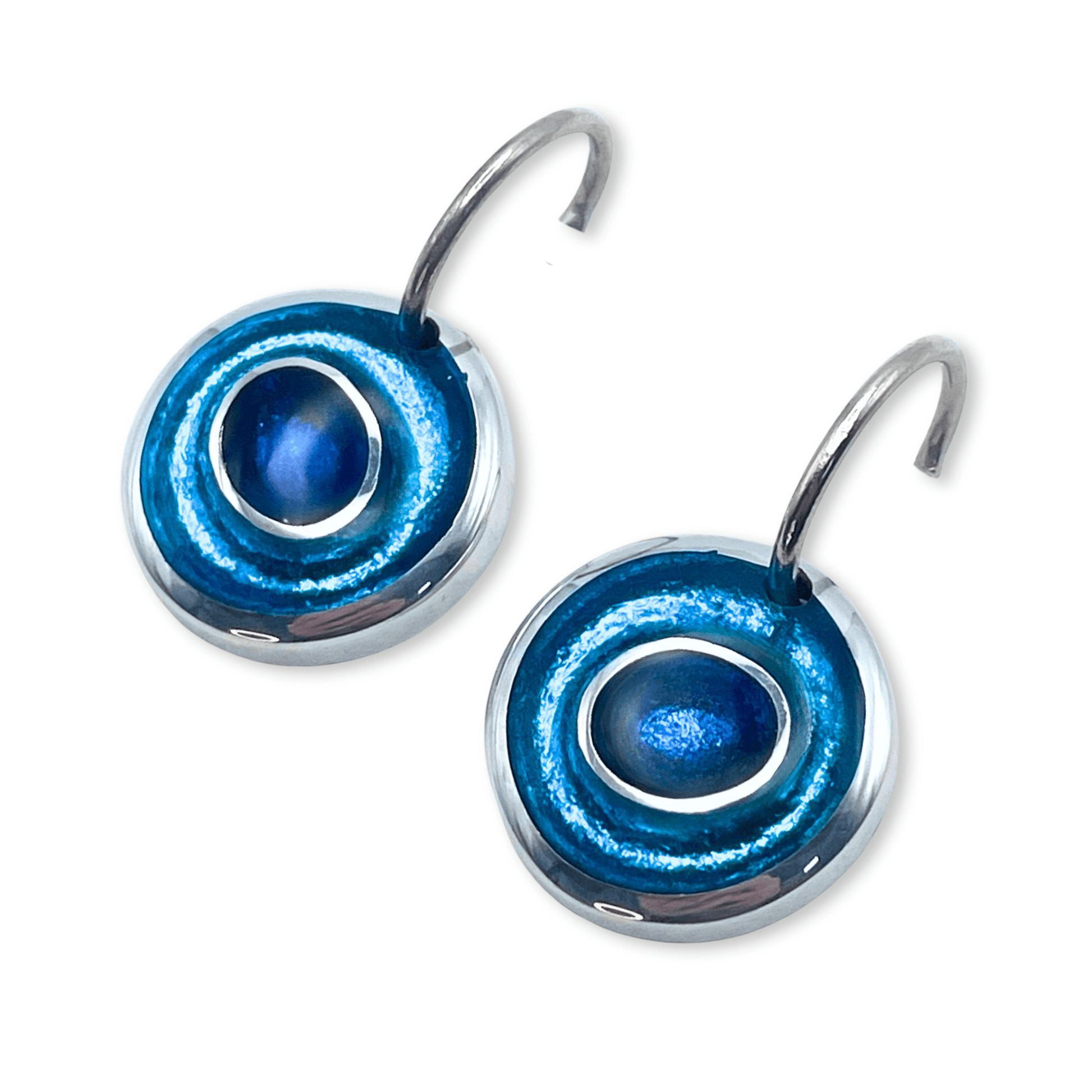 Turquoise Organic Circles Shiny Creole Earrings | The Jewellery Stop