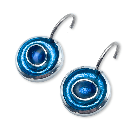 Turquoise Organic Circles Shiny Creole Earrings | The Jewellery Stop