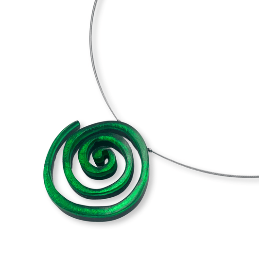 Emerald Spirals Shiny Pendant | The Jewellery Stop
