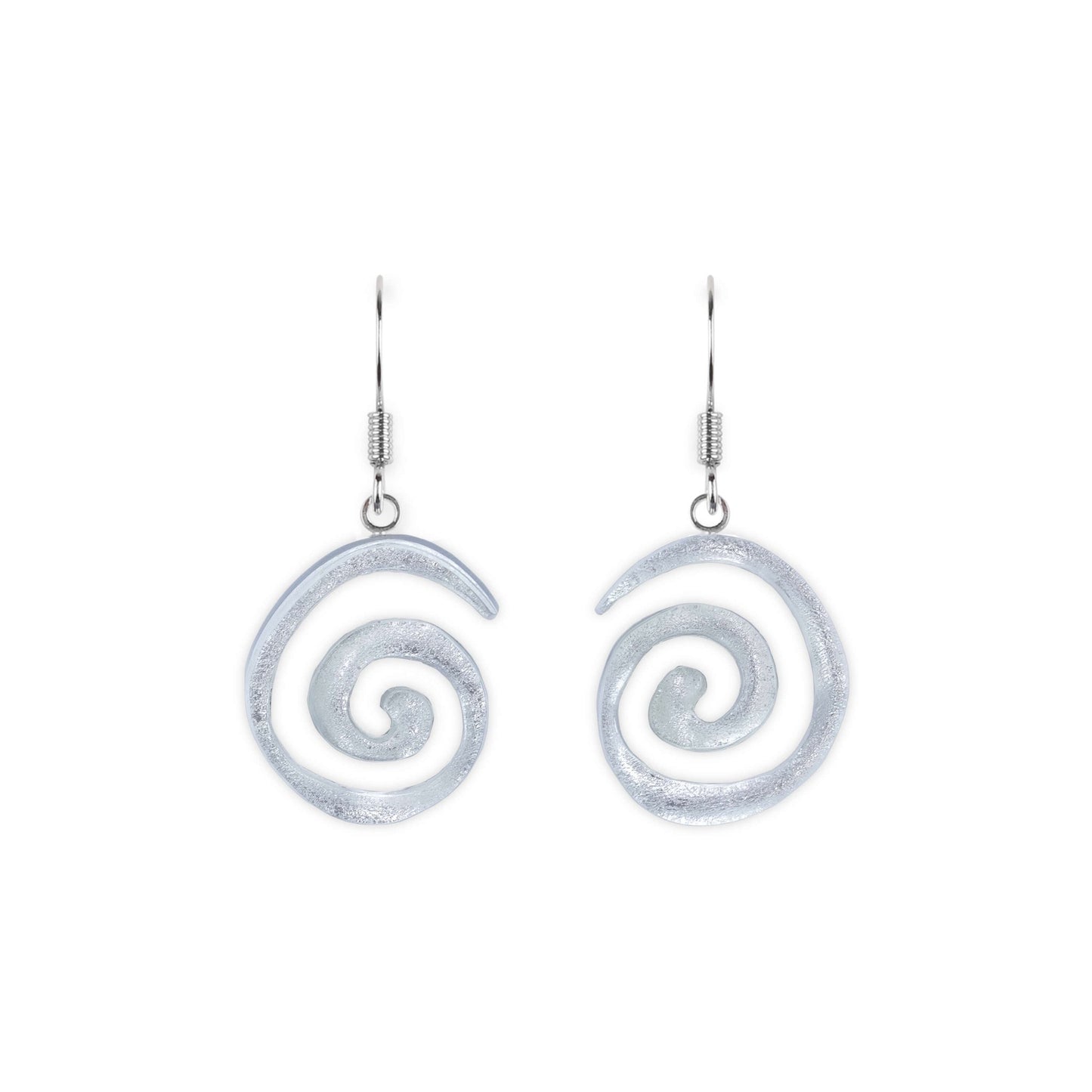 Silver Spirals Shiny Fish Hook Earrings | The Jewellery Stop