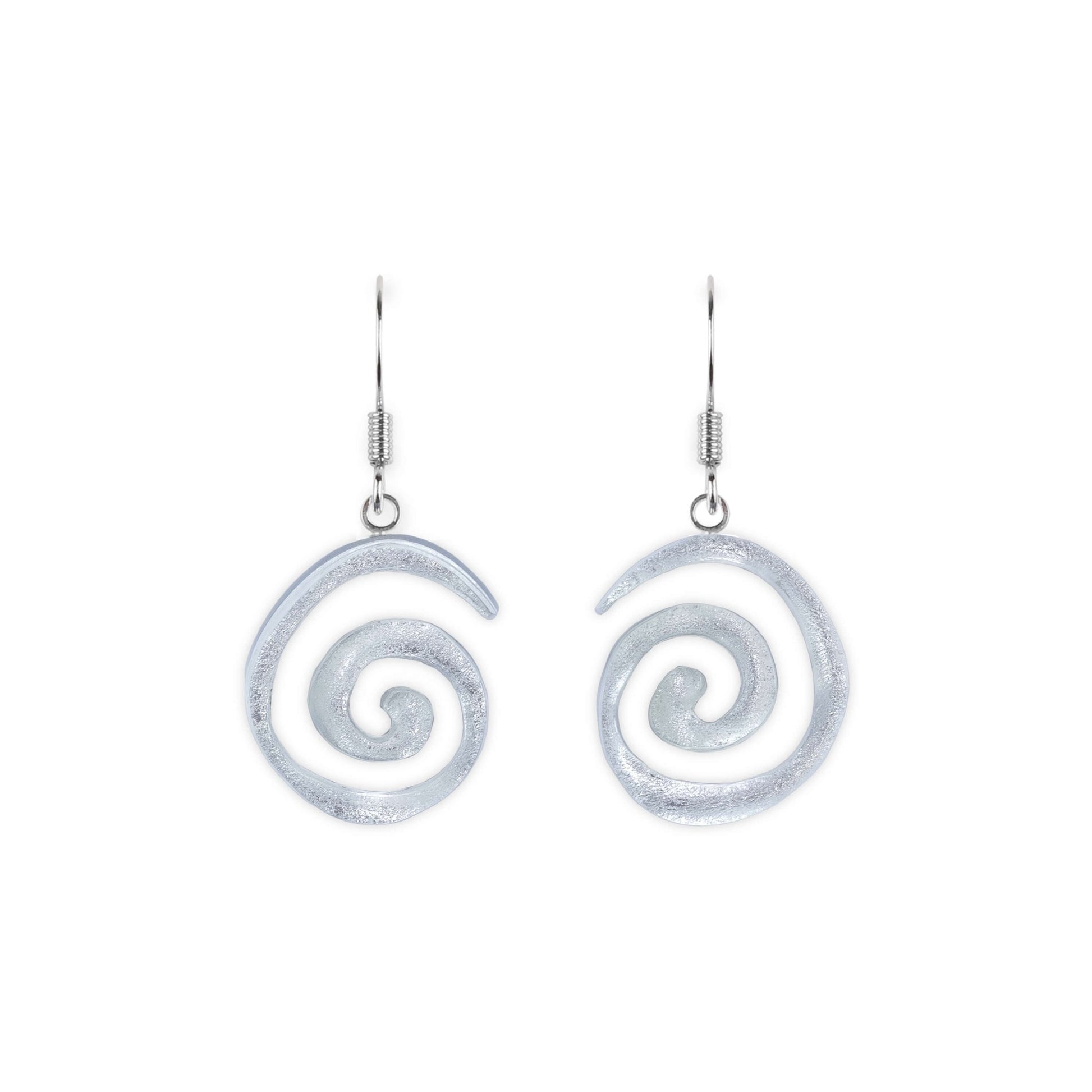 Silver Spirals Shiny Fish Hook Earrings | The Jewellery Stop
