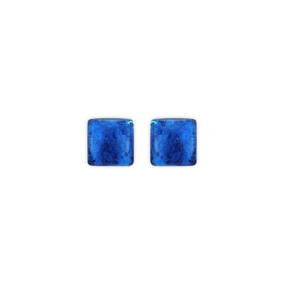 Azure Antique Square Shiny Small Stud Earrings | The Jewellery Stop