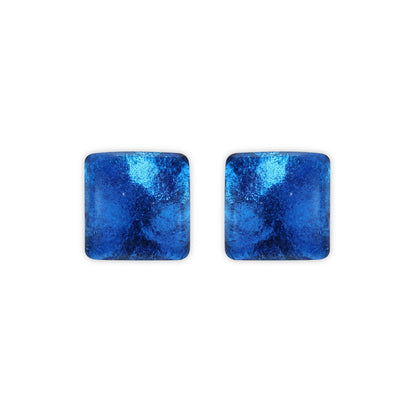 Azure Antique Square Shiny Large Stud Earrings | The Jewellery Stop