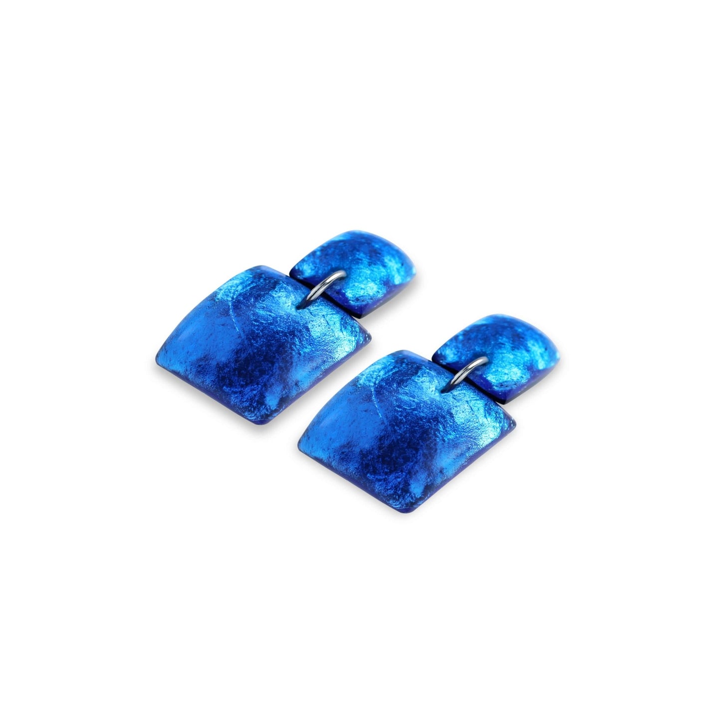 Azure Antique Square Shiny Dangle Stud Earrings | The Jewellery Stop