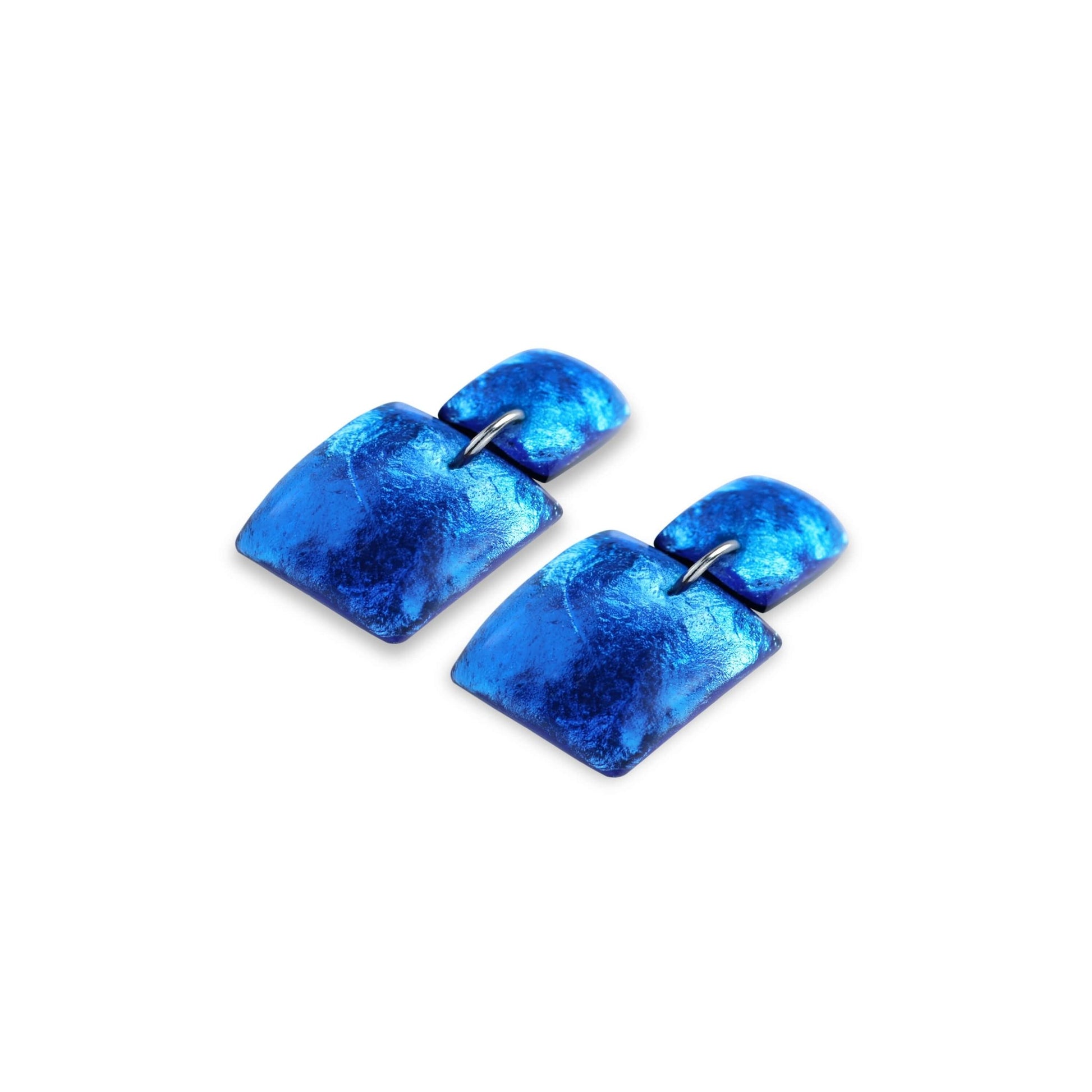 Azure Antique Square Shiny Dangle Stud Earrings | The Jewellery Stop