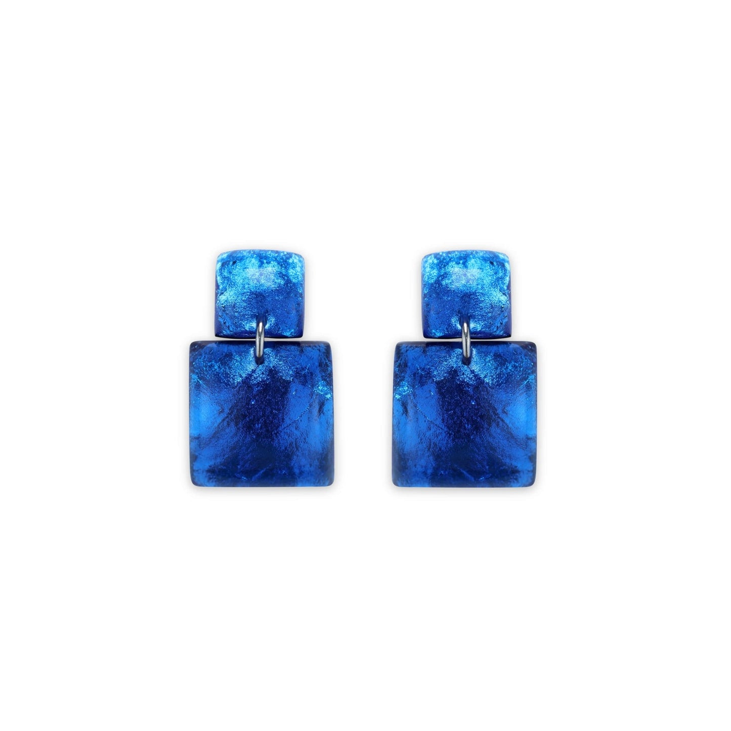 Azure Antique Square Shiny Dangle Stud Earrings | The Jewellery Stop
