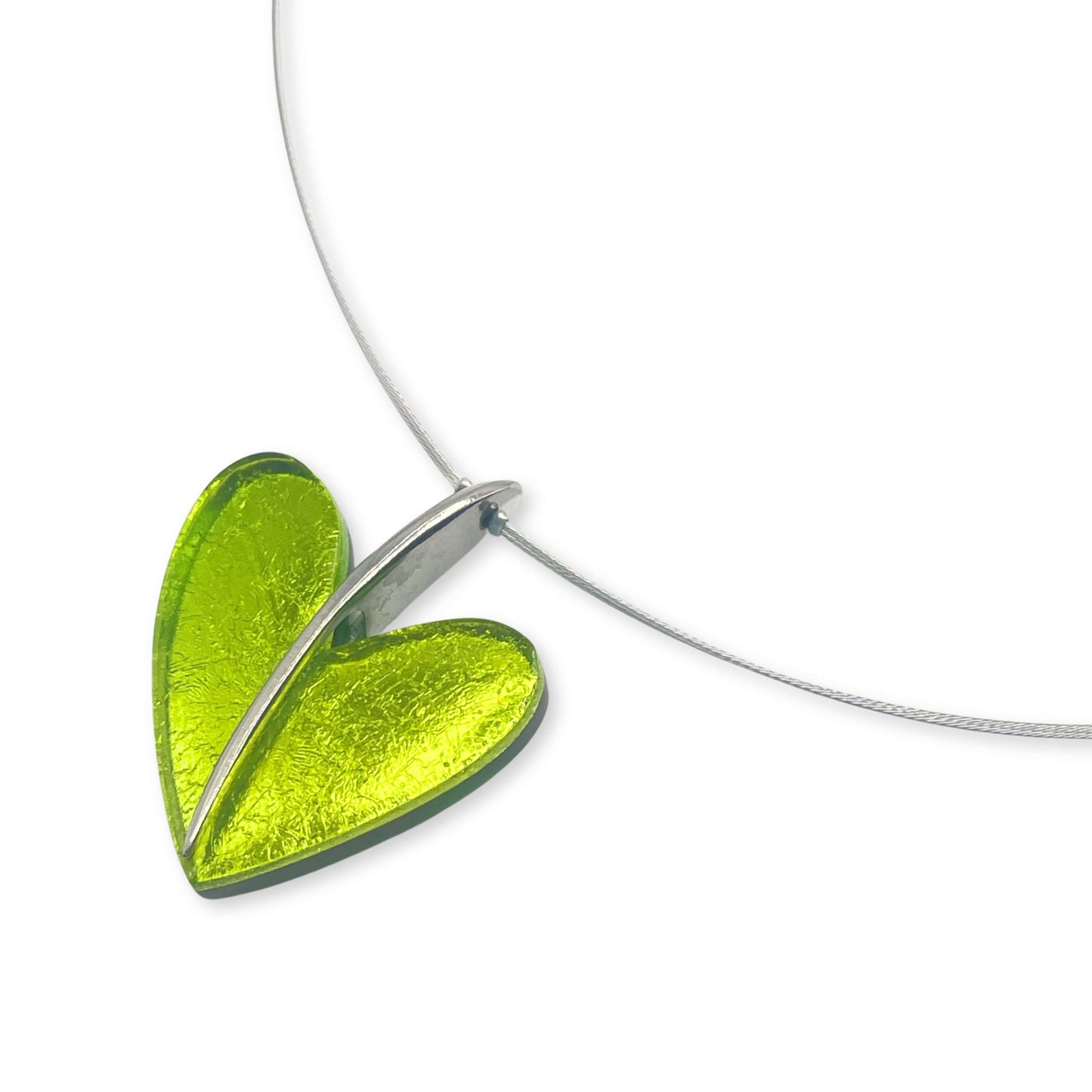 Green Lollipop Heart Shiny Double Sided Pendant