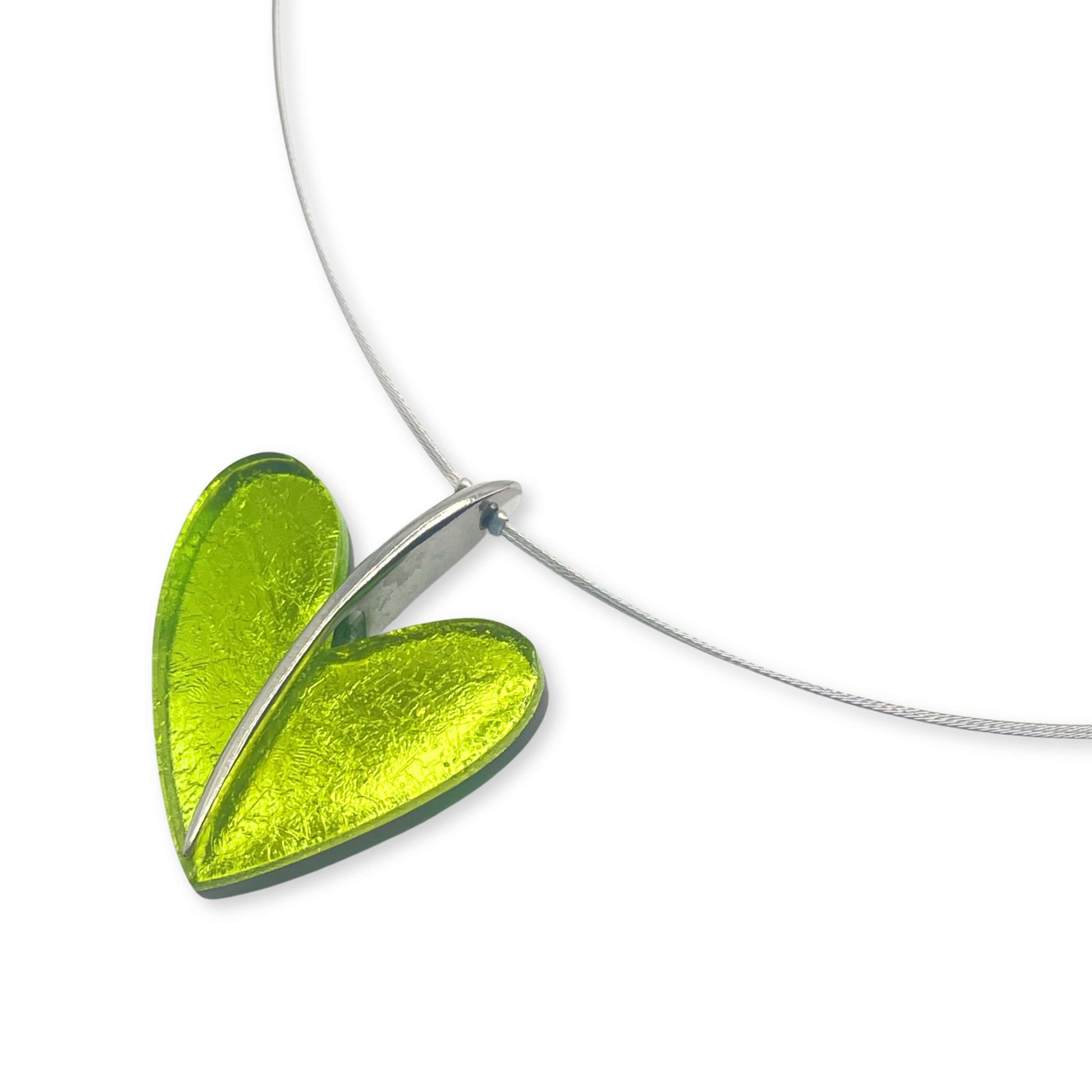 Green Lollipop Heart Shiny Double Sided Pendant