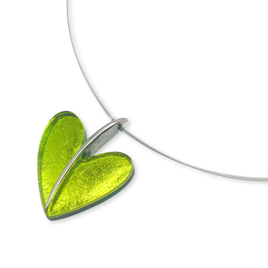 Green Lollipop Heart Shiny Double Sided Pendant