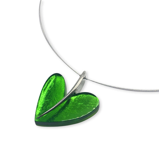 Green Lollipop Heart Shiny Double Sided Pendant