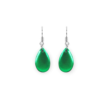 Emerald Flower Shiny Petal Fish Hook Earrings | The Jewellery Stop