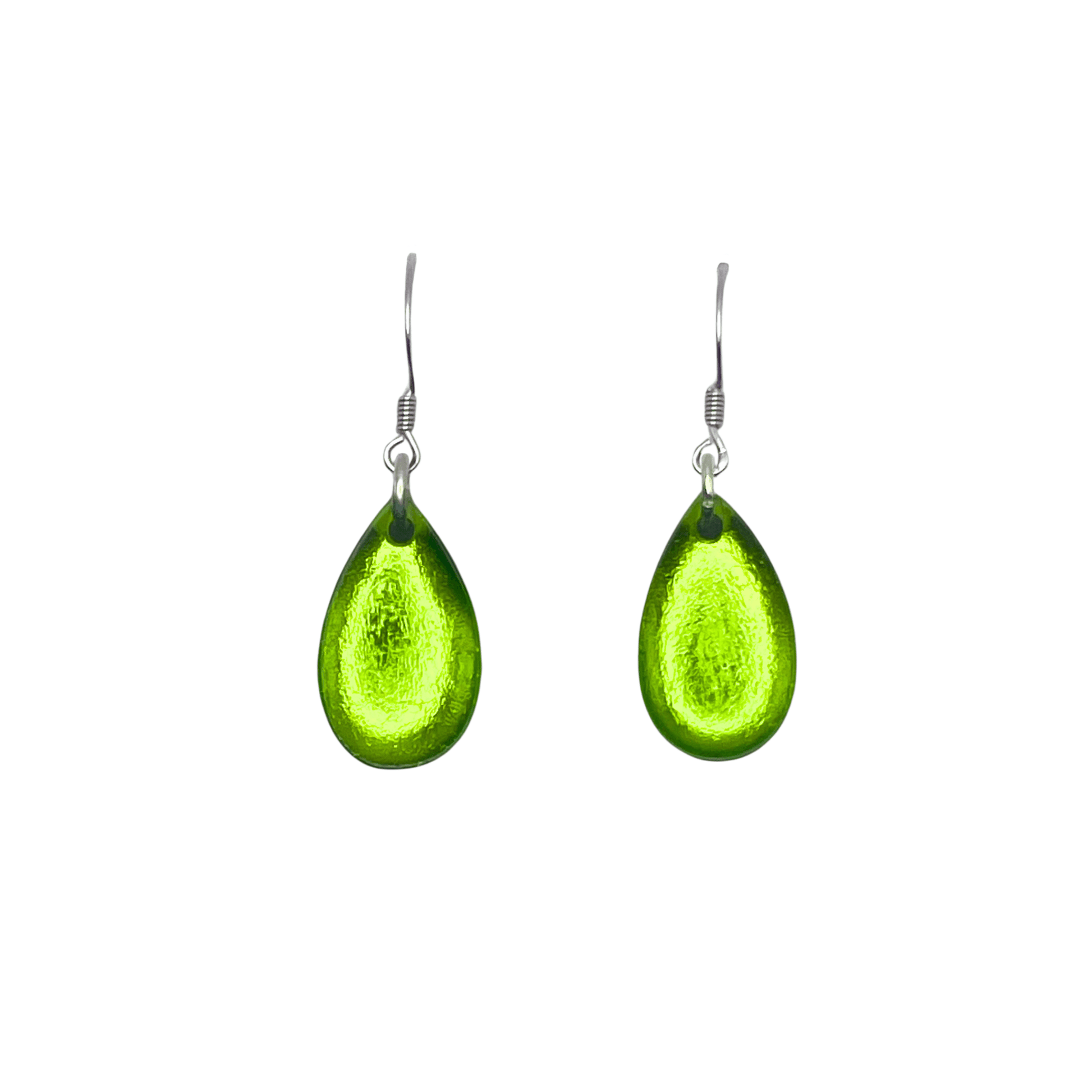 Lime Flower Shiny Petal Fish Hook Earrings | The Jewellery Stop