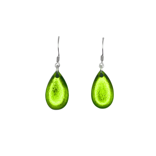 Lime Flower Shiny Petal Fish Hook Earrings | The Jewellery Stop